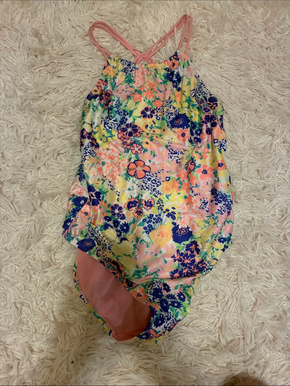 crown & ivy Kids Pink Floral One-Piece Swimsuit